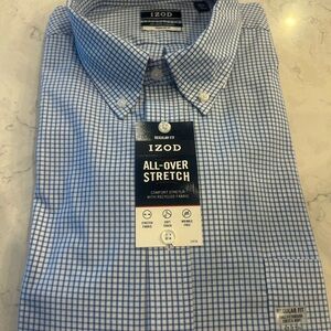 Izod Men's White and Blue Plaid Shirt